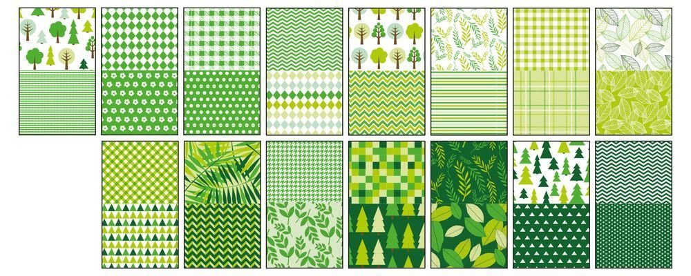 Blok se vzorovanými papíry GREEN, 80g/m2, A4, 15 listů, 30 vzorů