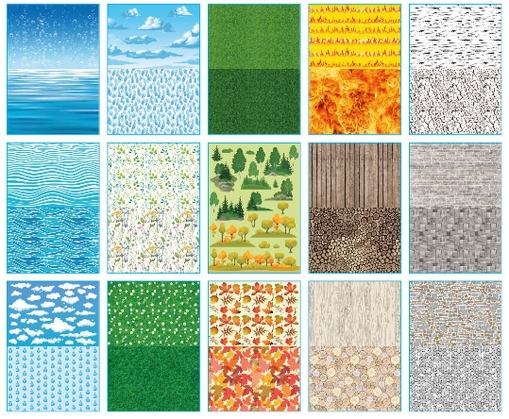 Blok se vzorovanými papíry NATURA, 80g/m2, A4, 15 listů, 30 vzorů