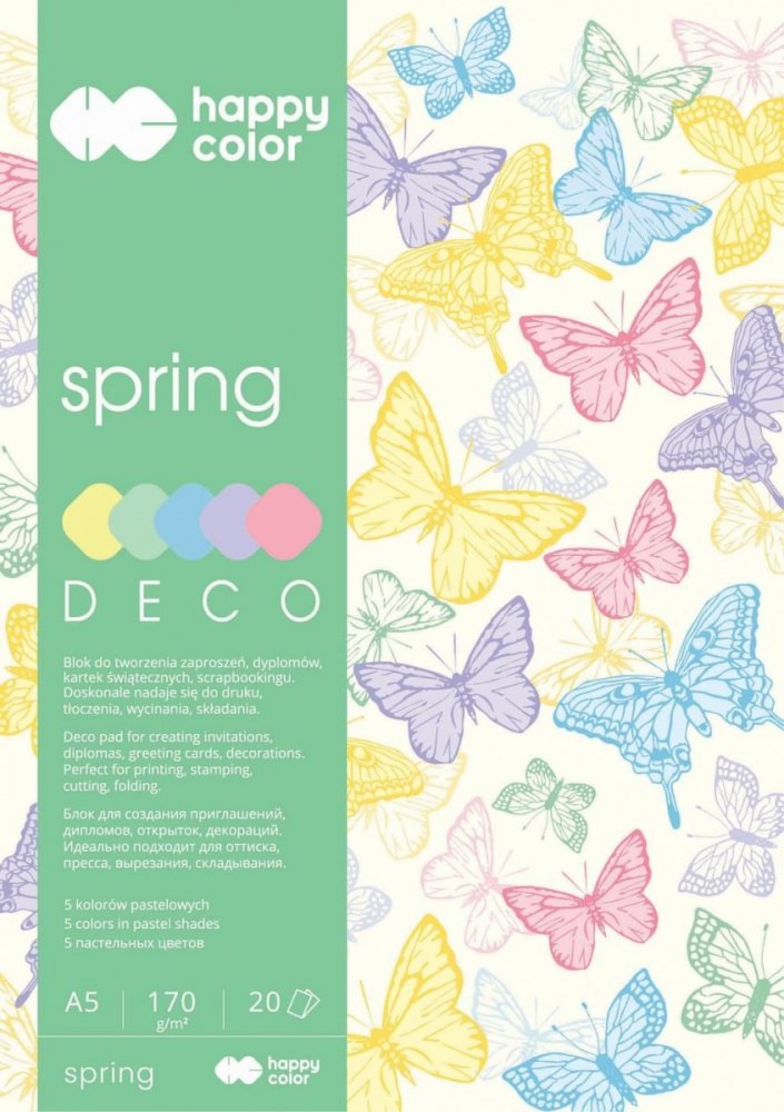 Blok Deco Spring A5, 170g, 20 listů, 5 barev