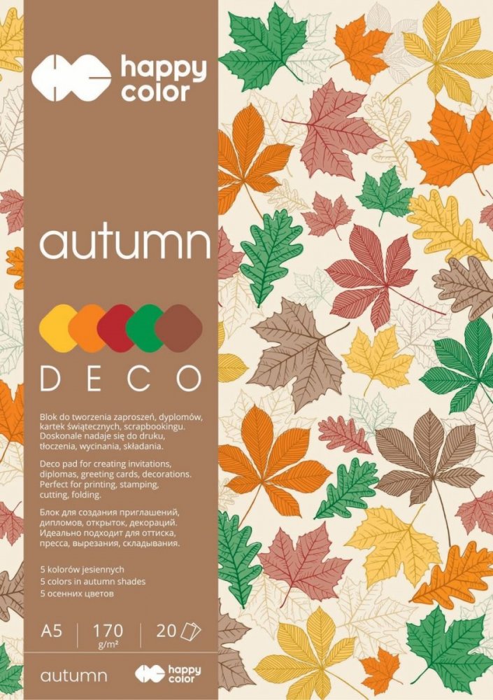 Blok Deco Autumn 170 g/m2, A5, 20 listů, 5 barev