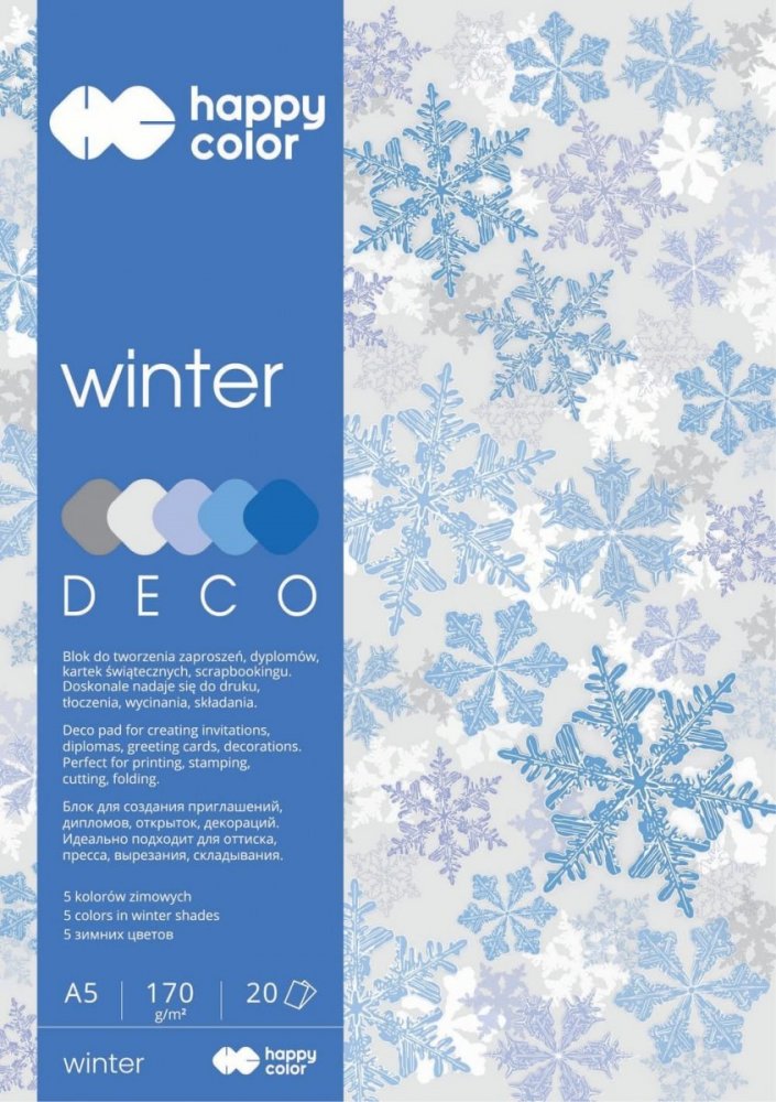 Blok Deco Winter 170 g/m2, A5, 20 listů, 5 barev