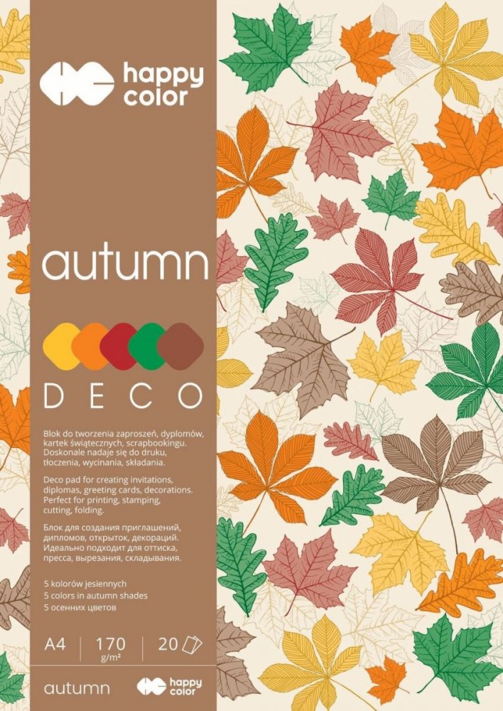 Blok Deco Autumn 170 g/m2, A4, 20 listů, 5 barev