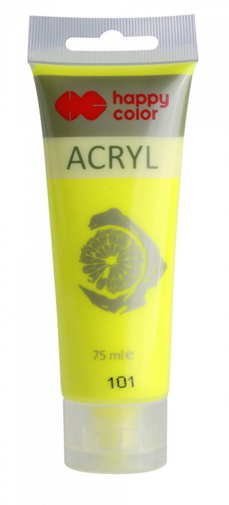 Akrylová barva FLUORESCENT v tubě 75 ml, žlutá