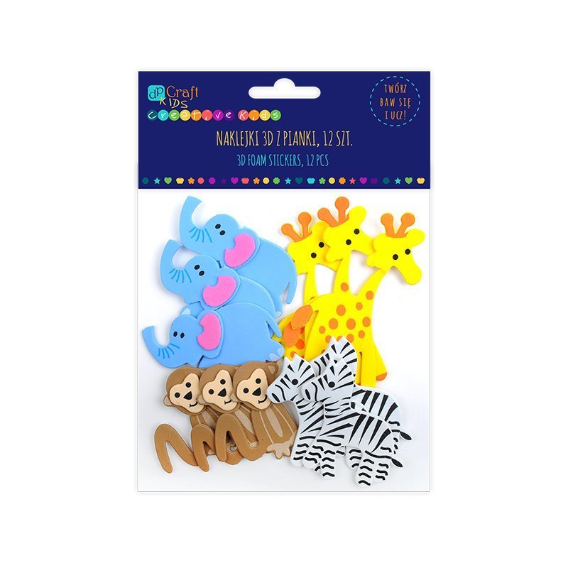Pěnové 3D samolepky - safari, 12 ks