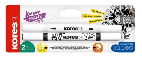 Kores Akrylové popisovače Kreative Marker, set 2 barev černá a bílá