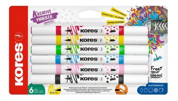 Kores Akrylové popisovače Kreative Marker, set 6 barev