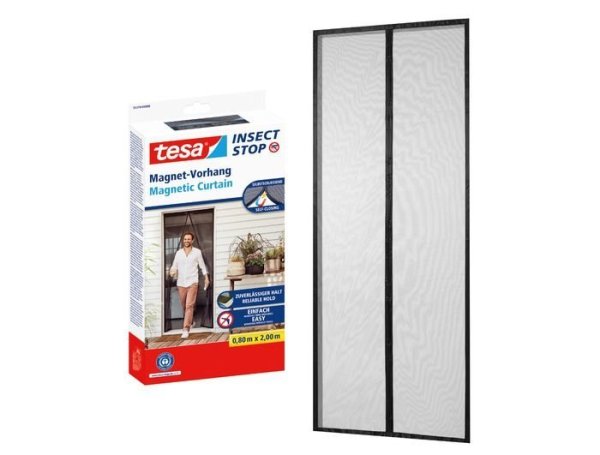 Magnetická síť do dveří proti hmyzu, 0,80 m × 2,00 m, antracit