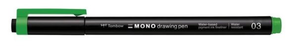 Tombow Fineliner MONO drawing pen, šířka stopy 03 (cca 0.35 mm), zelená