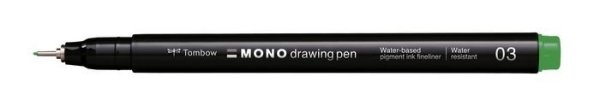 Tombow Fineliner MONO drawing pen, šířka stopy 03 (cca 0.35 mm), zelená
