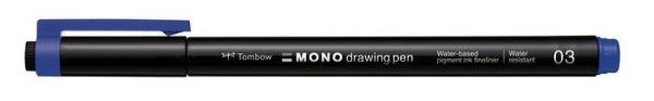 Tombow Fineliner MONO drawing pen, šířka stopy 03 (cca 0.35 mm), modrá