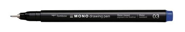 Tombow Fineliner MONO drawing pen, šířka stopy 03 (cca 0.35 mm), modrá