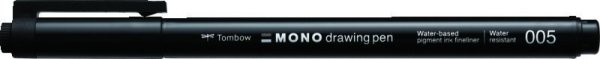 Tombow Fineliner MONO drawing pen, šířka stopy: 005 (cca 0,2 mm), černá, volně
