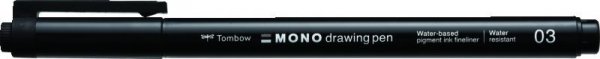 Tombow Fineliner MONO drawing pen, šířka stopy: 03 (cca 0,35 mm), černá, volně
