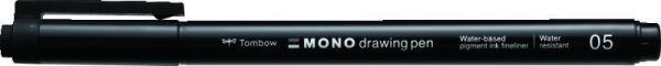 Tombow Fineliner MONO drawing pen, šířka stopy: 05 (cca 0,45 mm), černá, volně