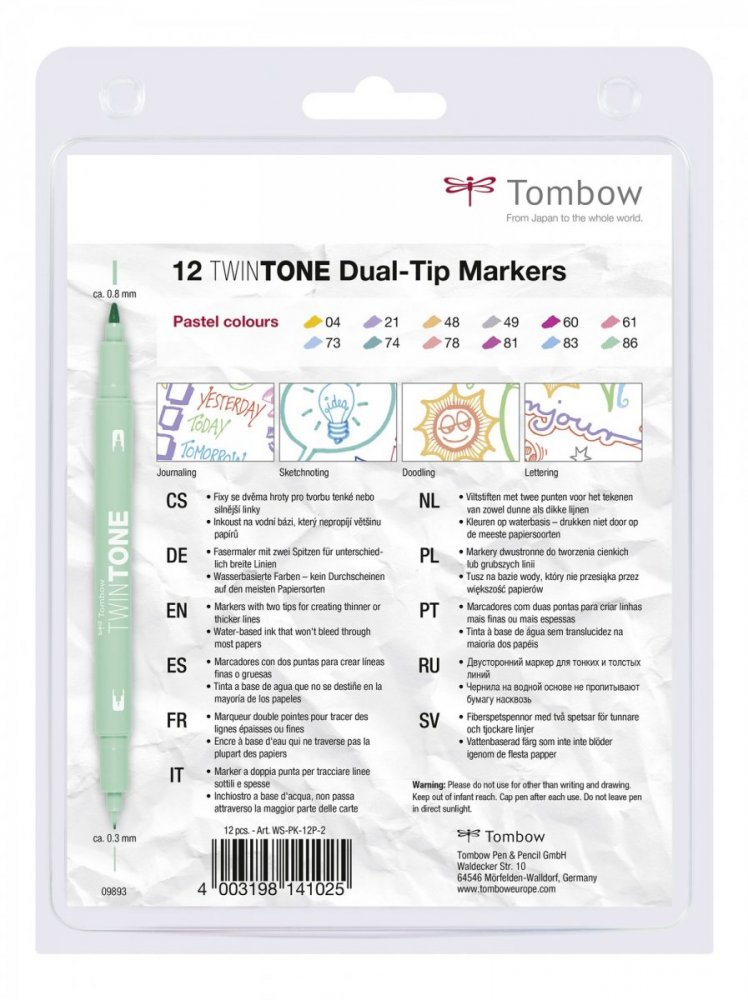 Tombow Sada oboustranných fixů TwinTone, Pastels