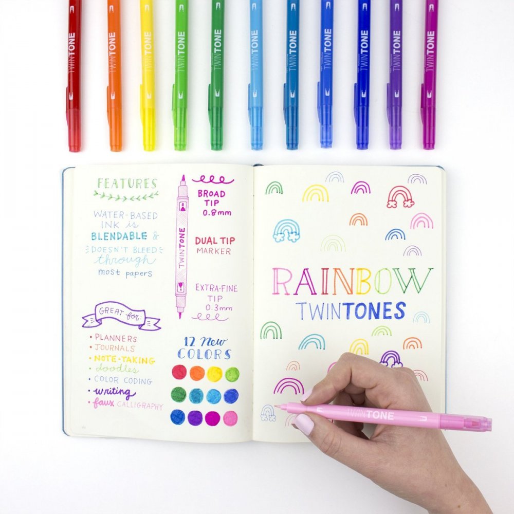 Tombow Sada oboustranných fixů TwinTone, Rainbow