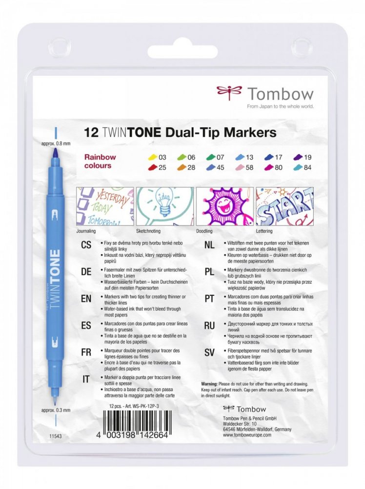 Tombow Sada oboustranných fixů TwinTone, Rainbow