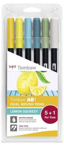 Tombow sada oboustranných fixů 6ks - LEMON (limitovaná edice)