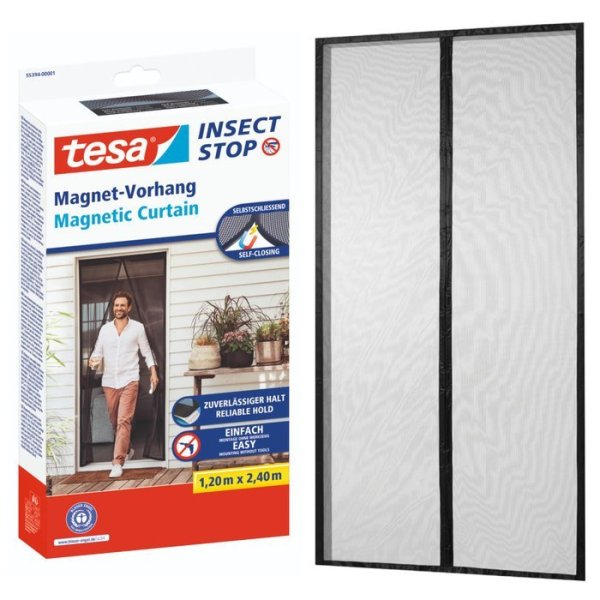 tesa® Magnetická síť do dveří proti hmyzu XL, 1,20 m x 2,40 m, antracitová