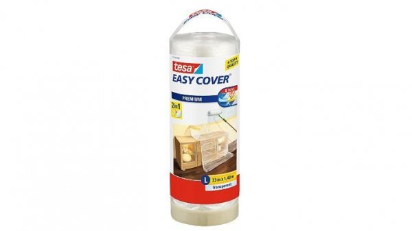 Easy Cover, kombinace zakrývací fólie a malířské pásky, odvíječ, průhledná, 33m x 1,4m