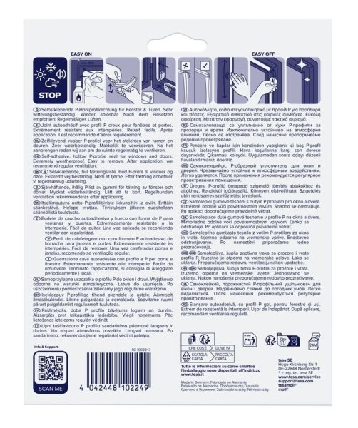 tesa® IZOLAČNÍ Samolepicí těsnění – gumové, profil P, 25 m x 9 mm x 5,5 mm, bílé