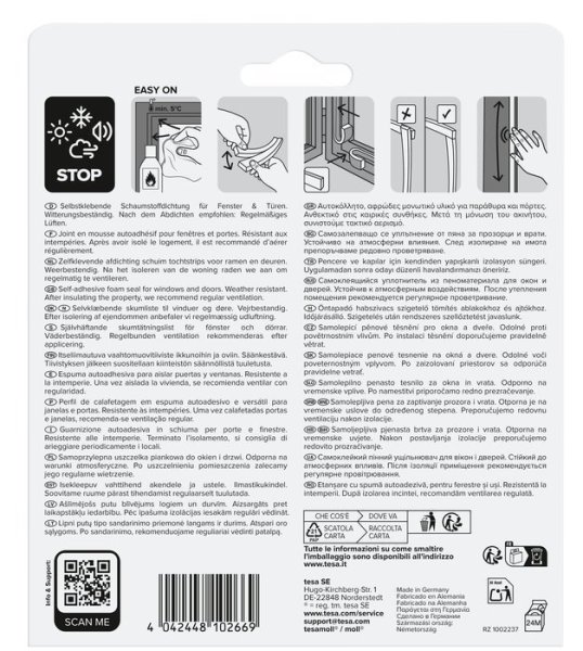 tesa® Samolepicí PE pěnové těsnění, 6 m x 9 mm x 4 mm, hnědé