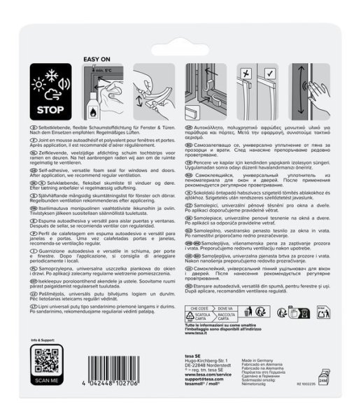 tesa® Samolepicí pěnové těsnění M, 6 m x 15 mm x 6 mm, bílé
