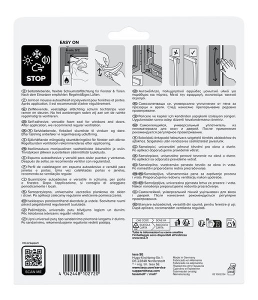 tesa® Samolepicí pěnové těsnění M, 10 m x 9 mm x 6 mm, bílé