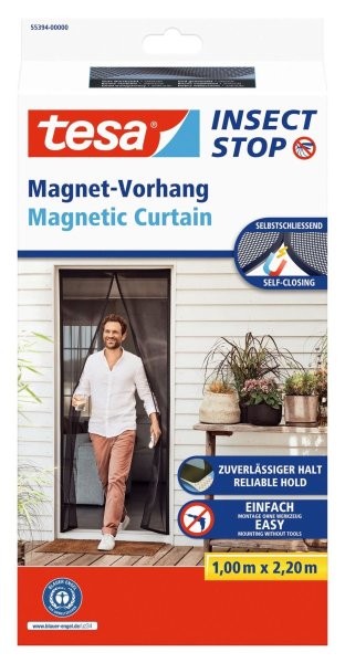 Magnetická síť do dveří proti hmyzu, 1,00 m × 2,20 m, antracit