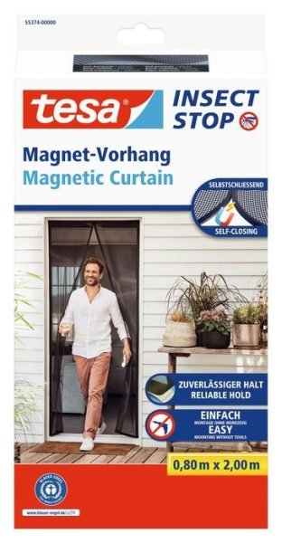 Magnetická síť do dveří proti hmyzu, 0,80 m × 2,00 m, antracit