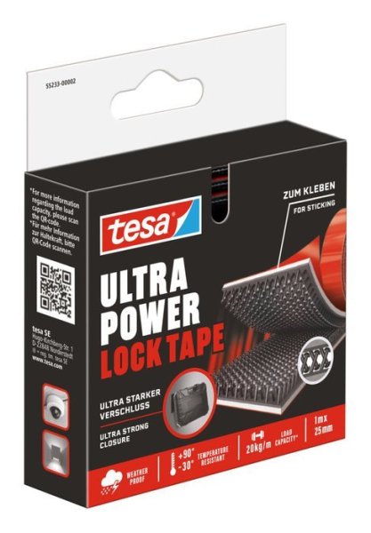 tesa® Ultra Power Lock samolepicí suchý zip – páska, 1 m x 25 mm