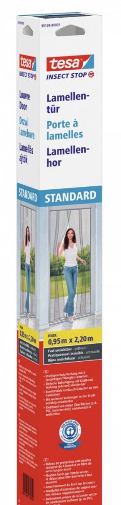 Síť proti hmyzu do dveří STANDARD, Tesa, antracitová, 0,95m x 2,20m