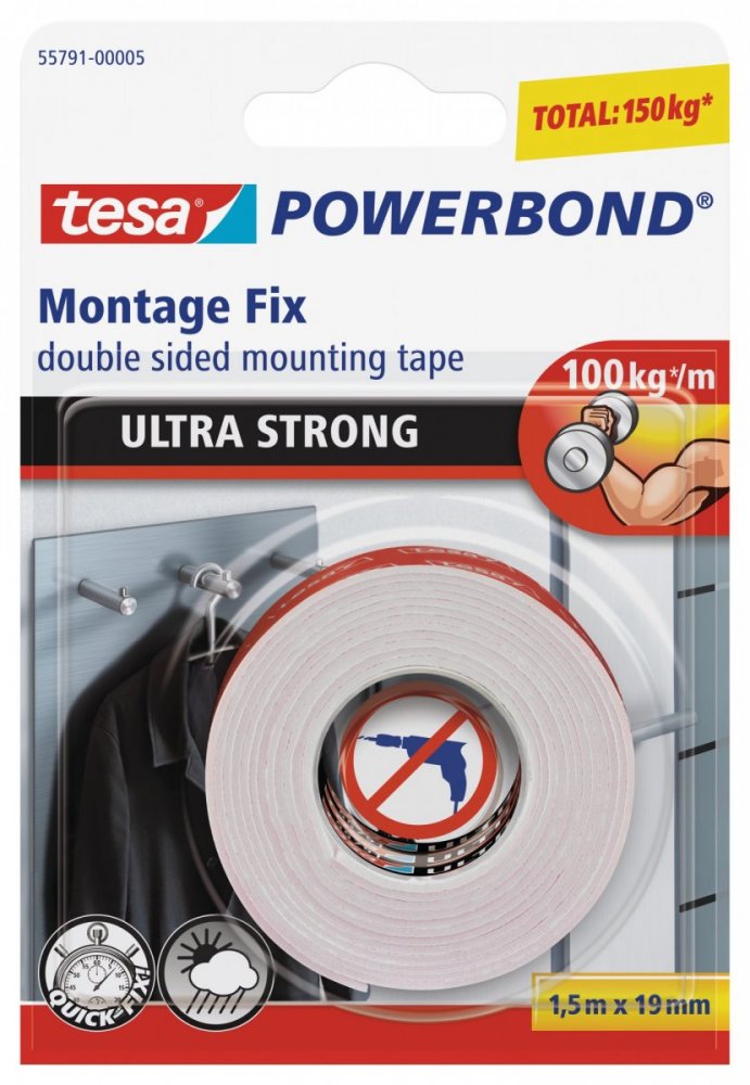 Ultra Strong, oboustranná montážní páska, bílá, 1,5m x 19mm
