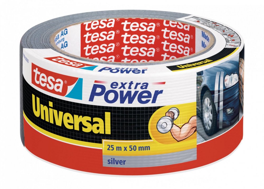 Opravná páska Extra Power Universal, textilní, silně lepivá, stříbrná, 25m x 55mm