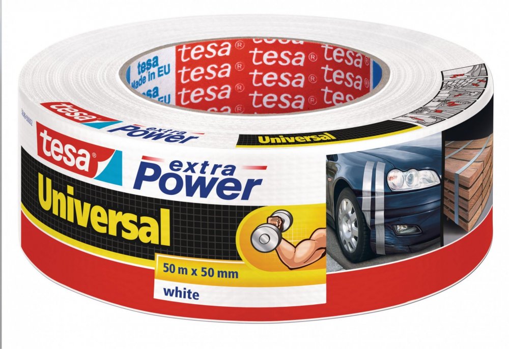 Opravná páska Extra Power Universal, textilní, silně lepivá, bílá, 50m x 55mm