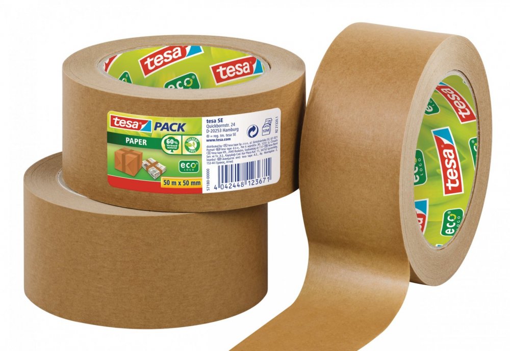 Balicí páska papírová ecoLogo®, odolná, světle hnědá, 50m x 50mm