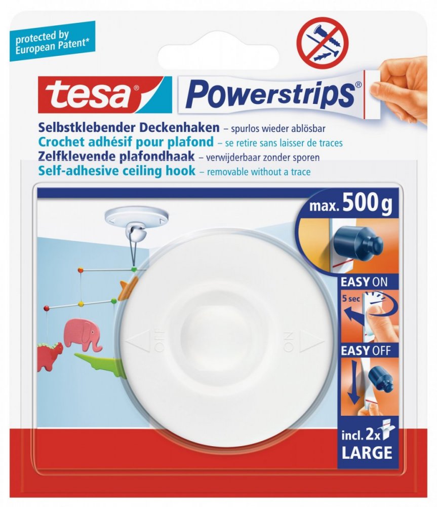 Háčky, na strop, kruhový Ø 6cm, otočný, bílý plast, nosnost 500g, 1ks