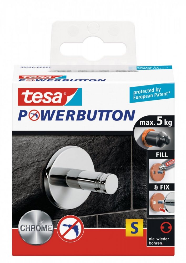 Powerbutton Háčky, UNIVERSAL, lesklý chrom, velikost S, nosnost 5kg