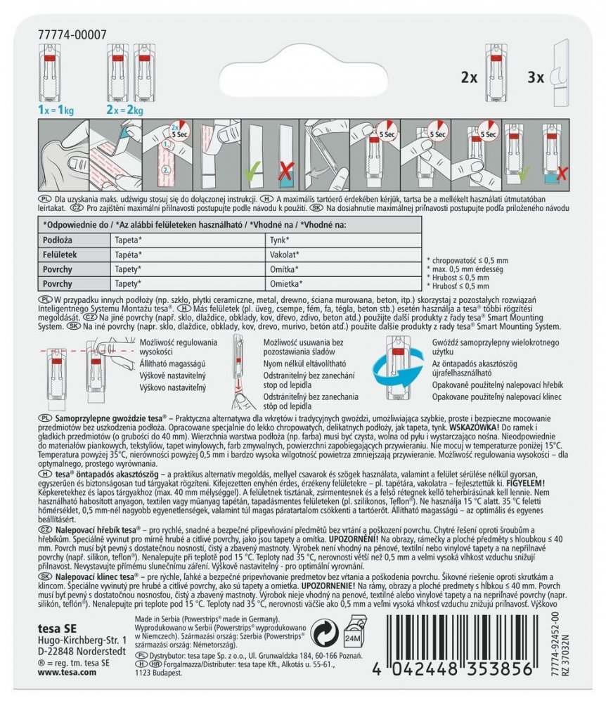 Nastavitelný nalepovací hřebík na tapety a omítku 1kg