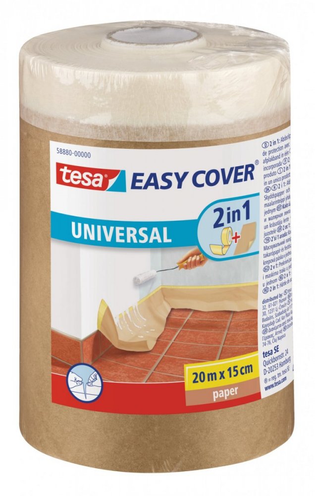 Easy Cover, kombinace zakrývacího papíru a malířské pásky, náplň, světle hnědá, 20m x 1,5m