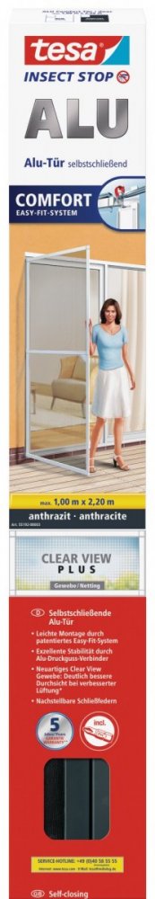 Rám se sítí proti hmyzu do dveří, Tesa, antrac., síť, 1m x 2,2m