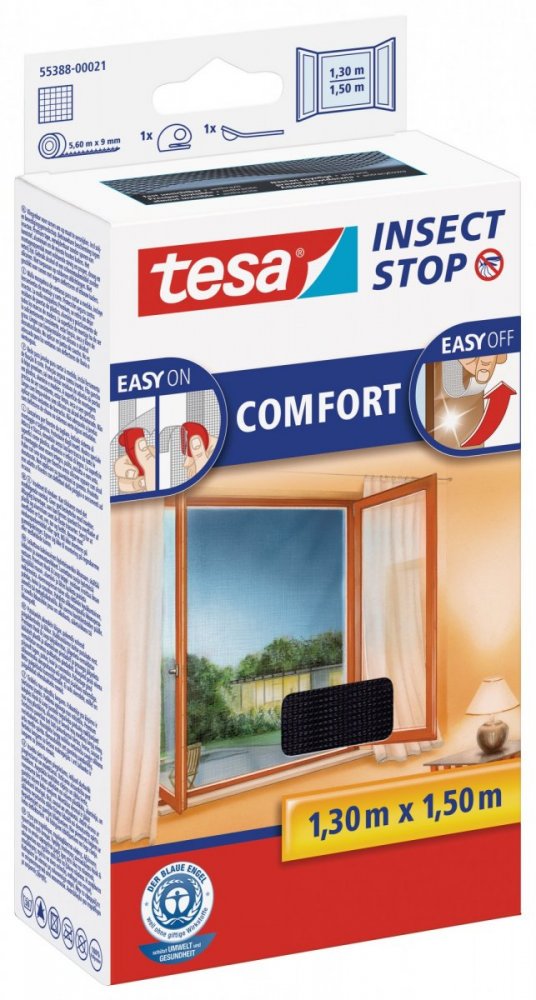 Poškozený obal - Síť proti hmyzu COMFORT, na okno, antracitová, 1,3m x 1,5m