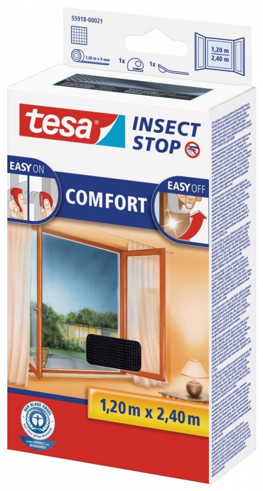 Síť proti hmyzu COMFORT, na francouzské okno, antracitová, 1,2m x 2,4m