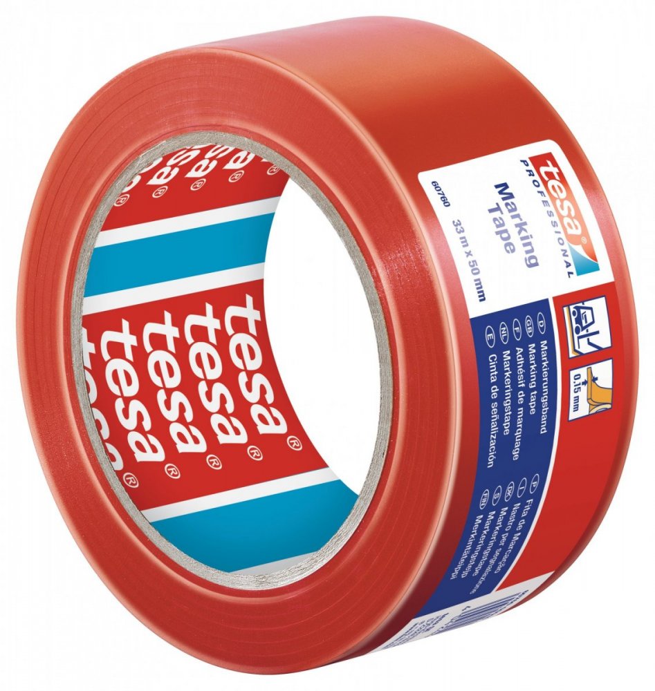 Vyznačovací páska PVC pro trvalé značení, červená, 33m x 50mm