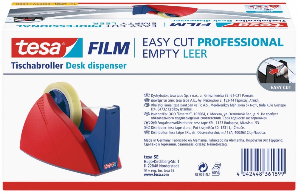 Easy Cut® Stolní odvíječ pásky, těžký, červeno-modrý, pro role do 66m x 25mm
