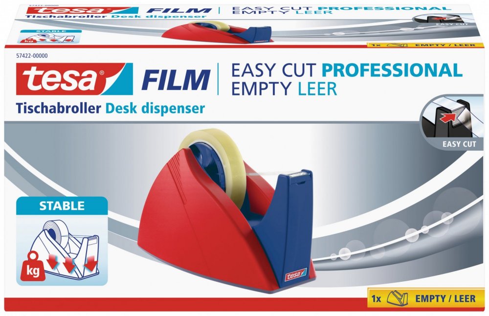 Easy Cut® Stolní odvíječ pásky, těžký, červeno-modrý, pro role do 66m x 25mm