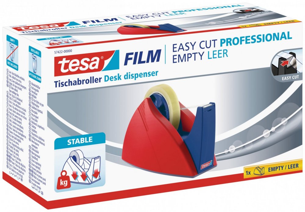 Easy Cut® Stolní odvíječ pásky, těžký, červeno-modrý, pro role do 66m x 25mm
