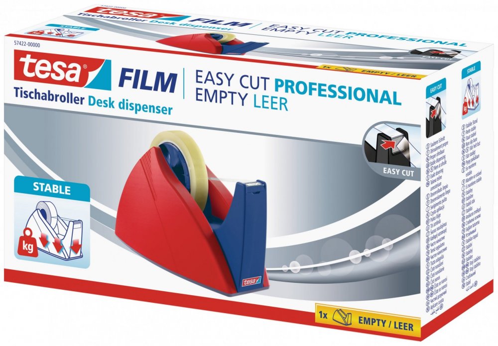 Easy Cut® Stolní odvíječ pásky, těžký, červeno-modrý, pro role do 66m x 25mm