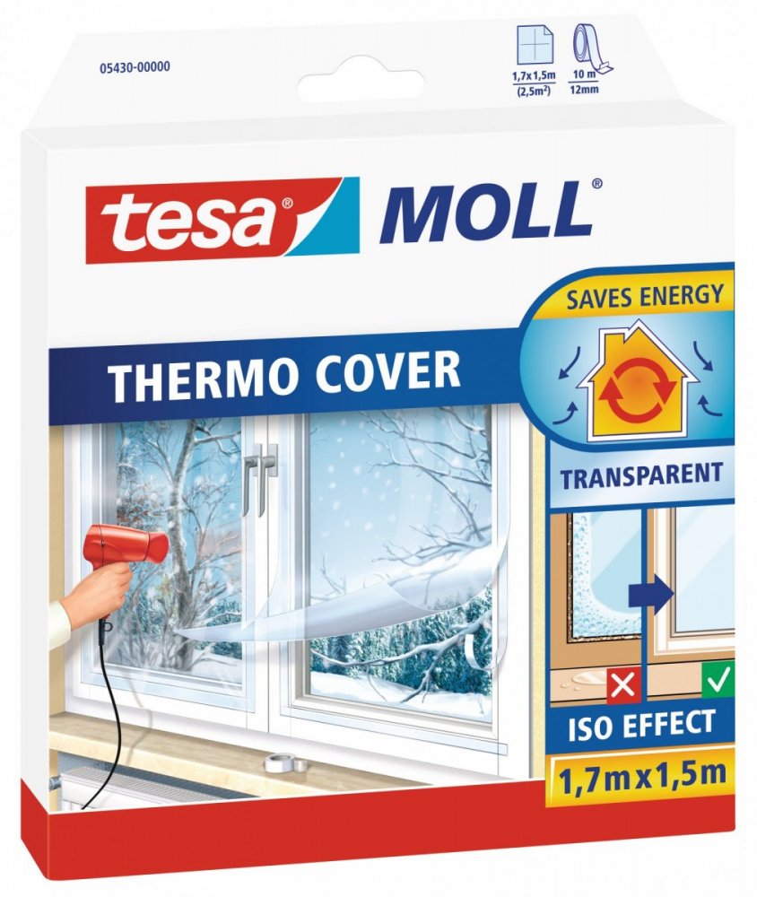 Thermo Cover, transparentní fólie na rám okna, průhledná, 1,7m x 1,5m