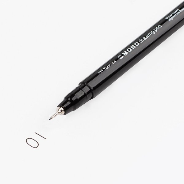 Tombow Fineliner MONO drawing pen, šířka stopy: 01 (cca 0,25 mm), černá, volně